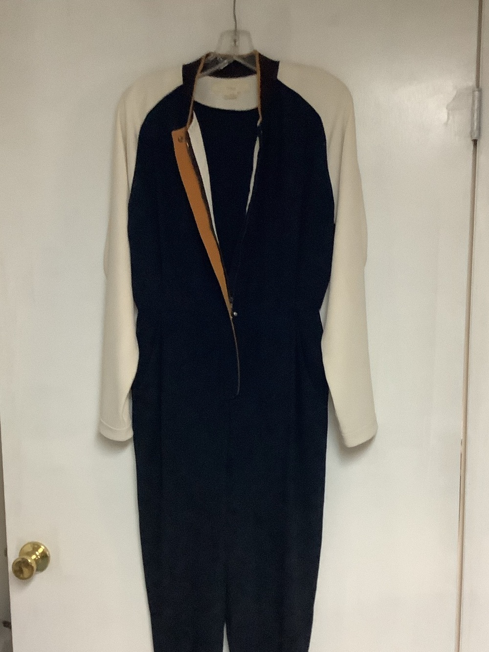 Two-Tone Jumpsuit with Cream Raglan Sleeves